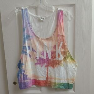 PINK Victoria's Secret Rainbow Palm Tropical Print Crop Tank Top